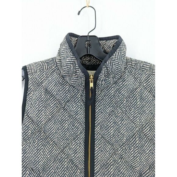 Women's J. Crew Quilted Down Herringbone Puffer Vest, Black & White, Small - Picture 4 of 7